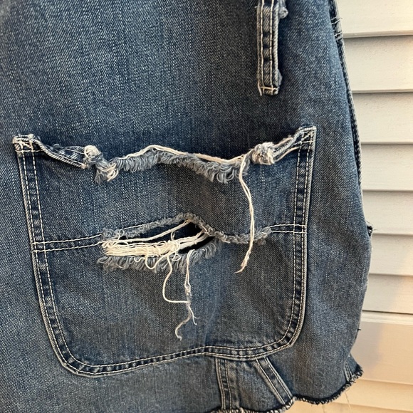 CarMar Medium Overall Shorts Blue Denim Jean Destroyed Distressed - Picture 6 of 7